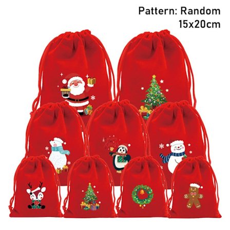 5/10 stk julefløyelsposer Godteri Snack Gavepose 15X20CM5STK