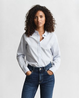 GANT - Regular fit poplinskjorte med striper til dame light blue