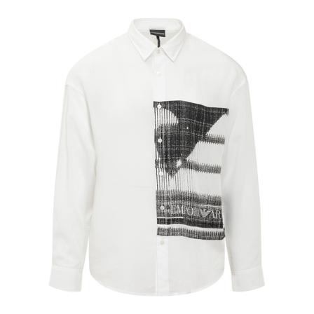 Emporio Armani, Casual Shirts Wit, Heren, Maat:S