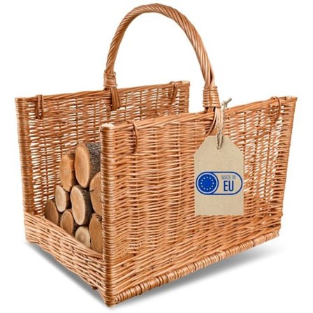 Kreativ Hjem Brænde Kurv Med Håndtag Brun Naturlig 50 x 34 x 50 cm