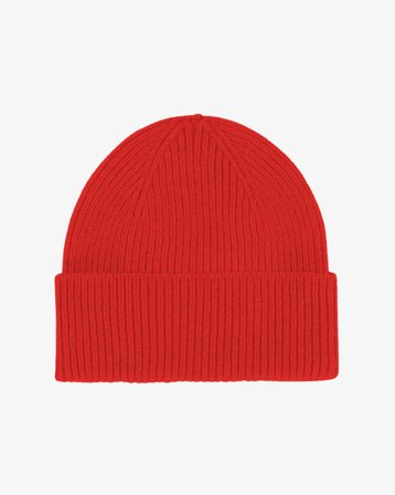 Merino Wool Beanie - Red Tangerine