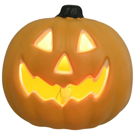 LED Gresskarhode Lantern med Av/På-bryter Varmt Lys Halloween Dekorasjon for Fester, Spøkelseshus & Gaver, Oransje PE Materiale