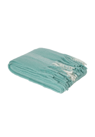 Åhléns Home Randig pläd i ullmix WOLFIE 130x170 cm Filtar & plädar Grön ONESIZE