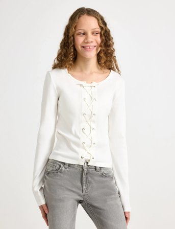 Lindex Top With Lacing - White - 170