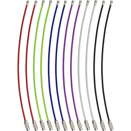 Nøkkelringer, 12-pakning 6,3 tommer 2 mm rustfritt ståltrådringer Kabel