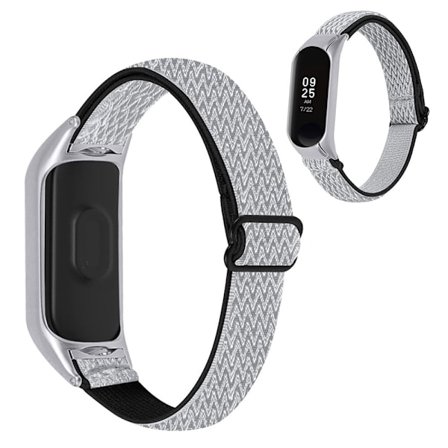 Xiaomi Mi Band 5 elastiskt klockarmband i nylon - Svart / Vit