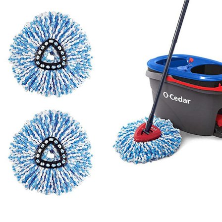 Sæt med 2 udskiftningshoveder, der er kompatible med O-Cedar EasyWring RinseClean Spin Mop