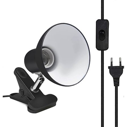 E27 Klemmelampe med europæisk stik og kontakt, 270 graders rotation Edison skruefatning, bordlampeholder, AC 85-265V (sort - uden pære)