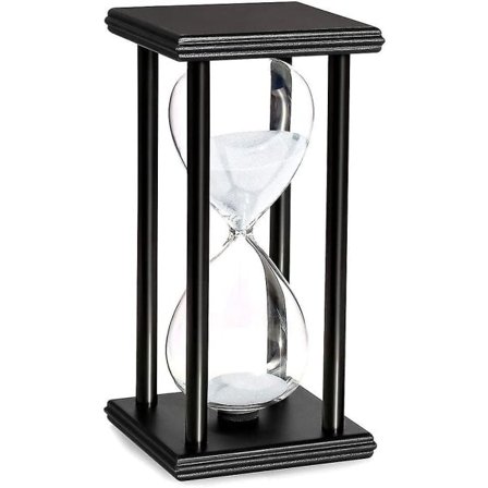 20 Minutter Timeglass Hvit Sand Timer Svart tre sokkel