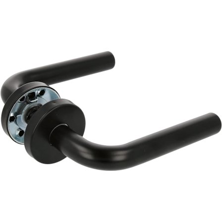 1 sæt håndtag med indvendig roset til døre - Sort rustfrit stål