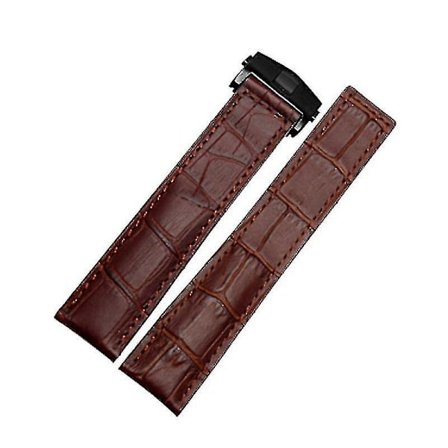 Ægte Læderarmbånd 19mm 20mm 22m Til Tag Heuer Urrem Mænd Armbåndsur Rem Tilbehør Foldespænde Læder Urrem - Sort Rød Sort