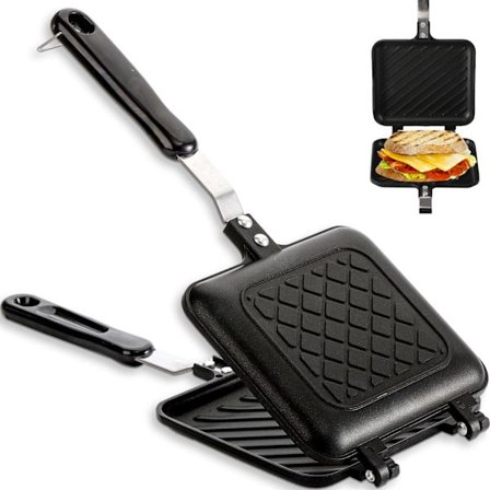 Sandwich Grill, Grillet Sandwich og Panini Maker Pan med Non-Stick Platforme, Komfur Toasted Sandwich Maker Aluminium Drejeskive til Hjemmet