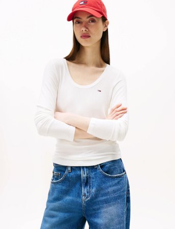 Tommy Jeans Tjw Reg Soft Rib Essential Ls - White - M