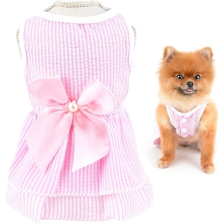 Söt Husdjursrosett Randig Prinsessklänning för Små Hundar Katter Kvinnor Valpar Sommarklänning Flerskiktskjol Yorkshire Terrier Chihuahua 