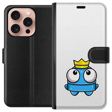 Kompatibelt Lommeboketui til Apple Apple iPhone 16 Pro Blå tegneseriefigur med krone og store øyne i leken kongelig stil