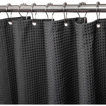 Våfflad duschdraperi, med duschdraperiringar tyg badkar draperi set
