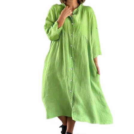 Laadukas mukavuus yhdistyy ajattomaan tyyliin tässä tyylikkäässä naisten puuvilla- ja pellavamekossa - Täydellinen mihin tahansa tilaisuuteen, 