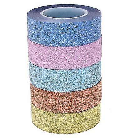 DIY Pulver Dekorativ Glitter Tejp Washi 5st slumpmässigt