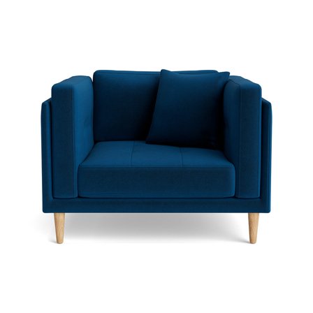 Cali Sessel Polstersessel in Riviera Blau, moderner Skandinavischer Stil, extra breite Sitzfläche von 72cm, komfortabel gepolstert, Höhe 76cm