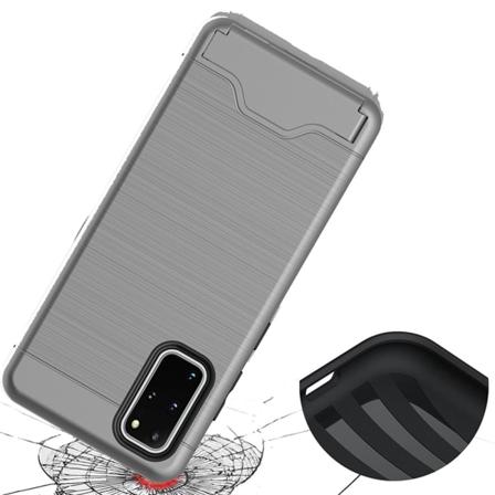 Samsung Galaxy S20 Plus - Elegant Skal med Korthållare Grå