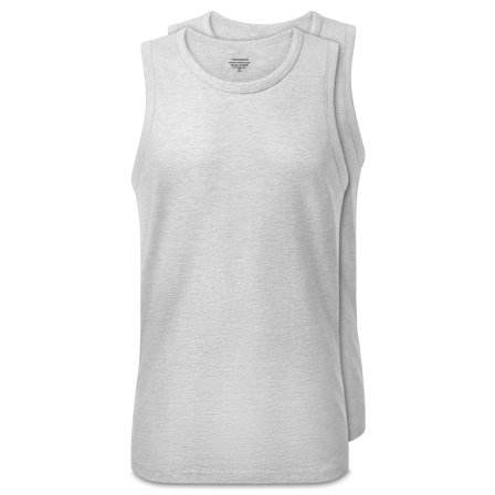 S - FlexFeel | Set de 2 maiouri gri deschis din bumbac pentru bărbați - Tank top-uri