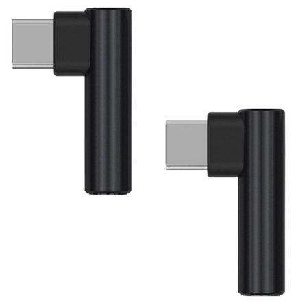 2-pack USB-C till 3,5 mm ljudhörlursadapter, typ C till svart