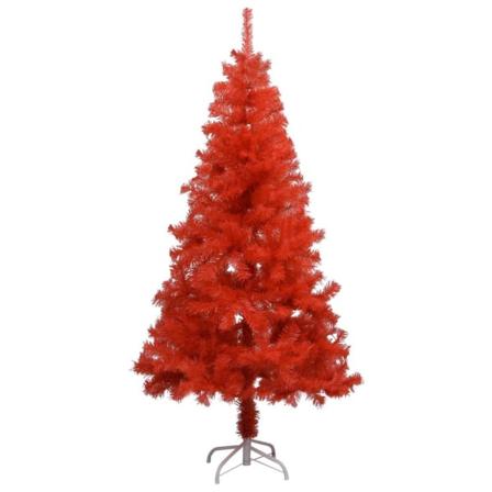 Vidaxl Plastgran Med Led Och Julgranskulor Röd 150 Cm Pvc Röd