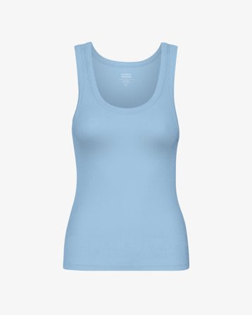 Women Organic Rib Tank Top - Seaside Blue