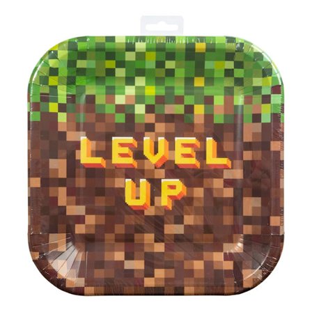 Minecraft Papperstallrik Level up Kalas 8-pack