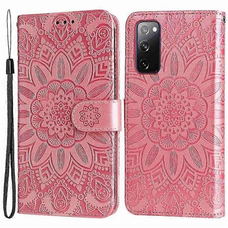 Kompatibel med Samsung Galaxy S20 FE / S20 FE 5G / S20 Lite Solsikke Preget PU Lær Veske Stativ Magnetisk Lås Lommebok Telefon