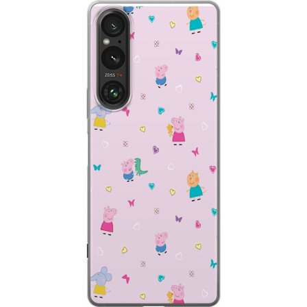 Yhteensopiva Puhelinkuori Sony Xperia 1 VI Äiti Porsas vauvan rakastava Peppa Pig -kuvitus pehmeissä väreissä lapsiaiheisiin