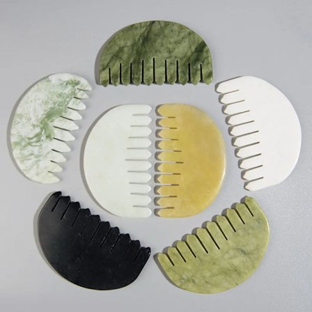 Natural Jade Stone Gua Sha Massage Comb Therapy Gouache Scraper Head Massager Relax Meridian Scraping Blood Circulation Relax