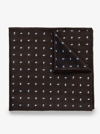 John Henric Men's Brown Grenadine Pocket Square Size Onesize