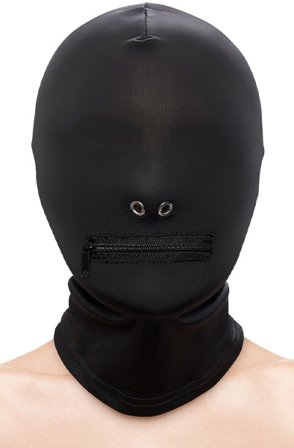 Zippered Mouth Hood Black - Vuxen.se - Ögonbindel, ögonmask för BDSM - Vuxen.se - Bondage, fetish, BDSM