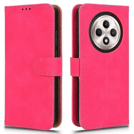 Til Oppo Reno12 F 5G Etui Hud-Følelse Læderpung Folio Flip Anti-Drop Telefon Cover