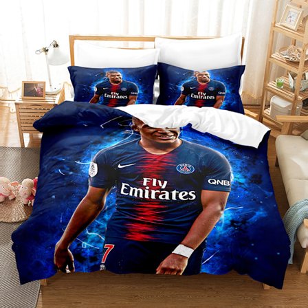 3D fodboldstjerne Ronaldo, Messi, Mbappe og andre serier tryk tredelt sæt todelt sæt digitalt dynebetræk pudebetræk sæt K