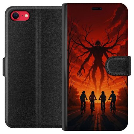 Yhteensopiva Lompakkokotelo Apple Apple iPhone 7 Tumma Stranger Things -inspiroima kauhukuvaus punaisilla taivaalla, hirviöhahmo ja pyöräilevät la