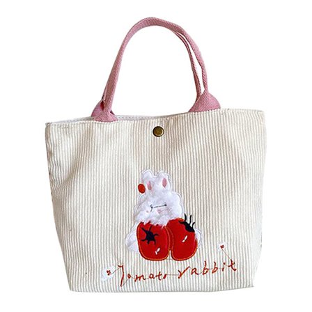 Söt liten tygväska med jordgubbsmönster och tryckknapp för shopping och pendling