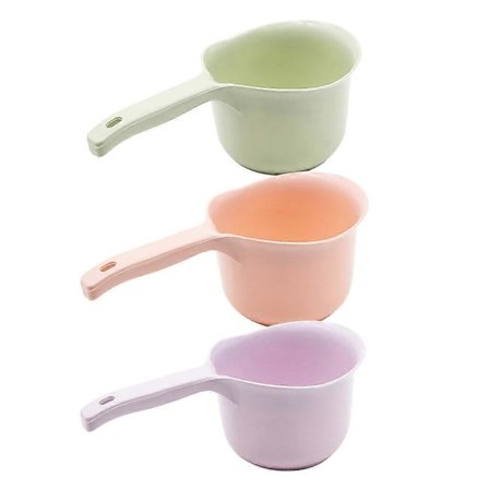 3 stk. Køkken Langt Håndtag Vandøse Plastik Badeværelse Vandspand Vandskovl Hjemmetilbehør (Blandede Farver)