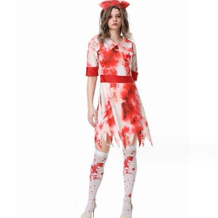 Zombie Sygeplejerske Kostume til Kvinder med Hovedbeklædning Halloween Kostume