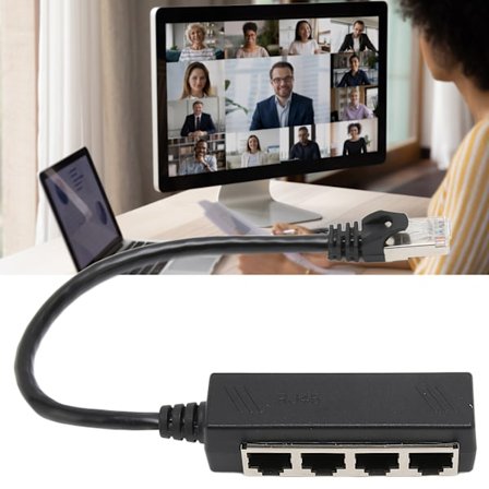 RJ45 Ethernet-splitterkabel Enpunkts-fyrdelad Ethernet-kabelsplitter ABS PCB RJ45-splitteradapter för bärbar dator