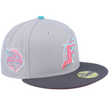 New Era - MLB Grå fitted Keps - Miami Marlins 59FIFTY Neon Underground World Series 03 Grey/Charcoal Fitted @ Hatstore