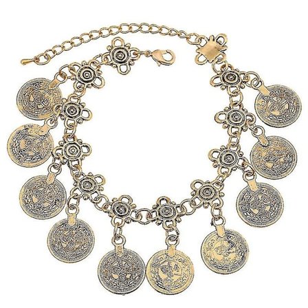 Party Hippy Boho Strand Tyrkisk Smykker Guld Farve Mønt Vintage Bohemia(S025 Sølvfarve)
