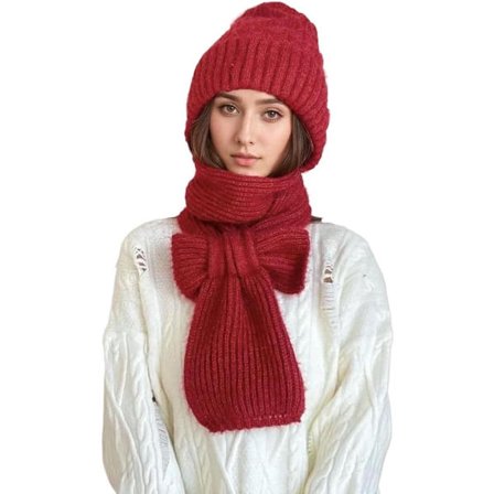 Huivi, Naisten Hattu-huivi, All-in-one suojaus, Hupullinen huivi, Talven lämpö, Paksu neulos, Villahattu-huivi Muodikas korvasuoja Talvihattu