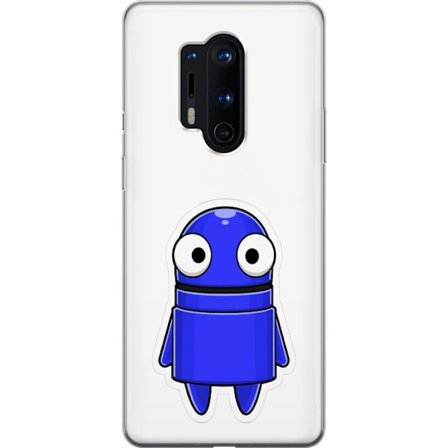Yhteensopiva Puhelinkuori OnePlus OnePlus 8 Pro Sininen piirretty hahmo, jossa on suuret silmät ja ystävällinen ilme minimalistisessa muotoilussa