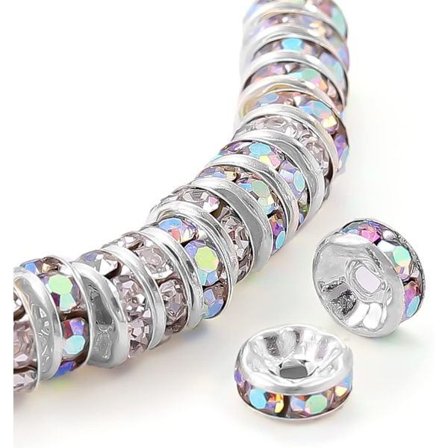 100 st 6 mm Ab Kristall Tjeckiska Kristall RSpacer Pärlor - Pärlor för Smyckestillverkning Armband Halsband