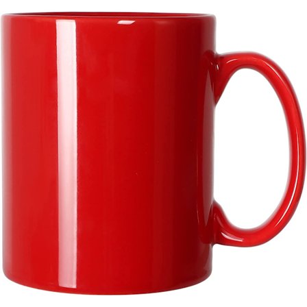 12 OZ Ekstra Stor Keramisk Kaffe Krus, Klassisk Porcelæn Super Stor Te Kop med Håndtag til Kontor og Hjem, Rød