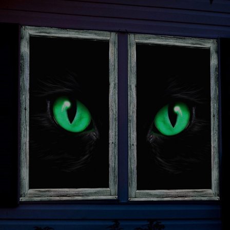 Läskiga fönsterdekorationer – Halloween-gardiner för ytterdörrar och utomhusträdgårdar