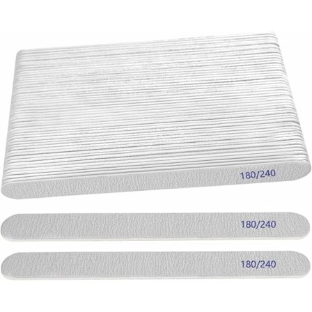 Neglefil, smergelfiler for negler 180/240 Grit Neglefiler for naturlige negler Tre Dobbeltsidig Emory Fingerneglfiler Profesjonell Re