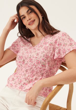 VERO MODA - Vmjosie Ss V-neck Short Smock Top - Kläder - - Bubbleroom